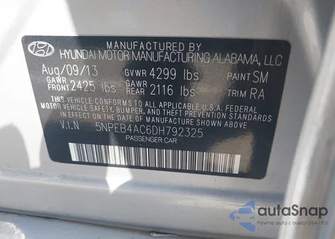 2013 Hyundai Sonata Gls from USA, damaged, VIN 5NPEB4AC6DH792325